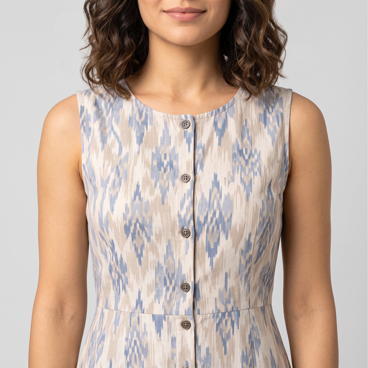 Diamond Ikat Button Maxi Dress